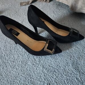 Jones New York Black Women's SuedeHeels with Buckle